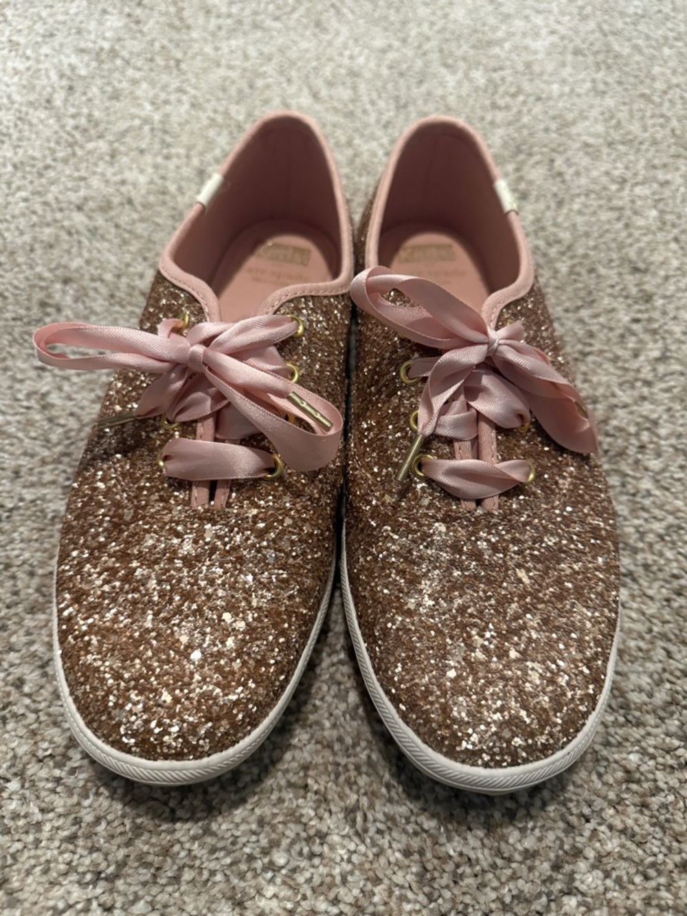 Keds Rose Gold Glitter Lace-Up Sneakers